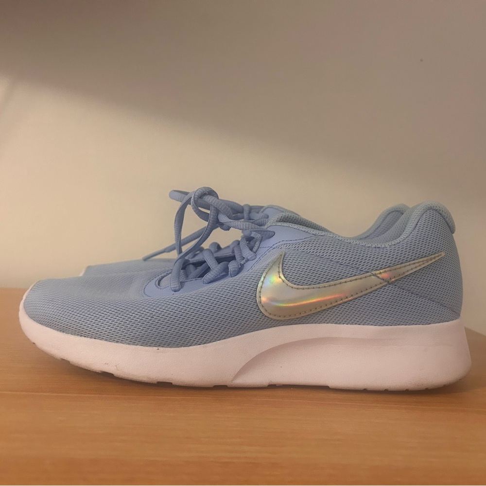 Nike Sky Blue Sneakers with Holographic Swoosh